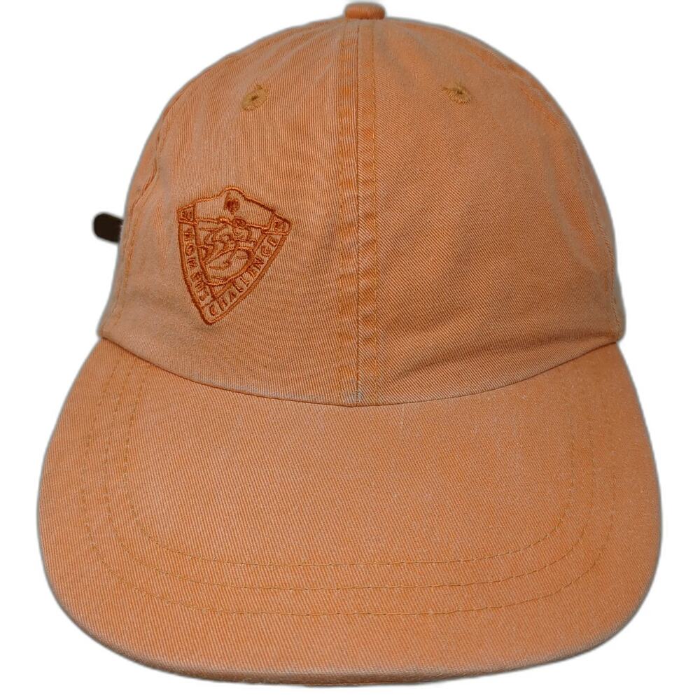 Fahrenheit Baseball Cap Orange One Size Slideback Leather Strap Challenge Hat